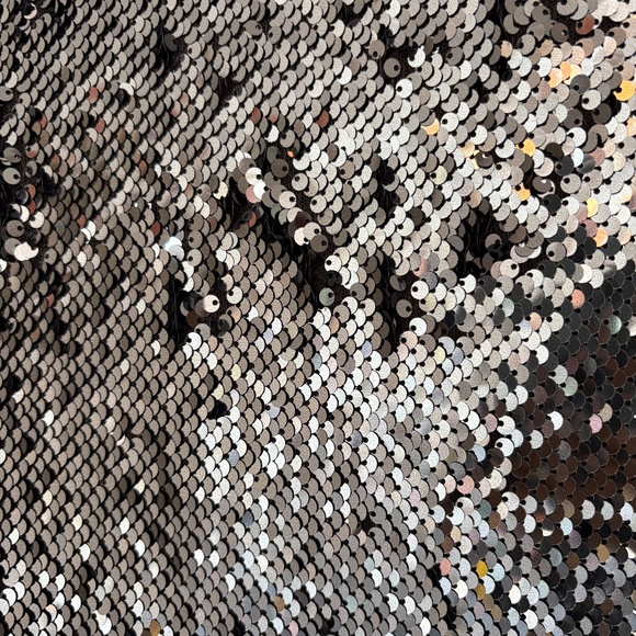 Dynamite Sequin Crop Top Long Sleeves Black Silver Size M - Picture 4 of 9